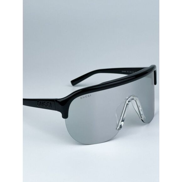 NEW Gucci GG1645S  003 Black Grey Silver Mirrored Unisex Mask Sunglasses main image 4